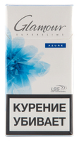 Сигареты GLAMOUR Azure Super Slims Смола 3 мг/сиг, Никотин 0,3 мг/сиг, СО 2 мг/сиг.