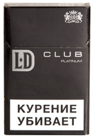 Сигареты LD Club Platinum Смола 4 мг/сиг, Никотин 0,4 мг/сиг, СО 4 мг/сиг.