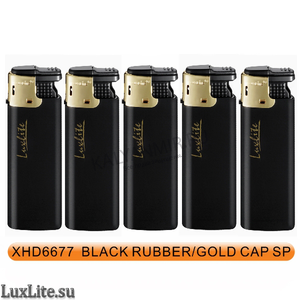 Купить Зажигалка LUXLITE XHD 6677 BLACK RUBBER GOLD CAP SP