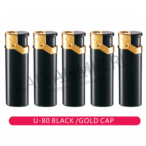 Купить Зажигалки турбо U 80 BLACK/GOLD CAP