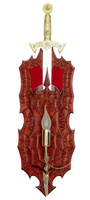 Герб РОССИЯ с часами, саблями, гигрометром и градусником (резной)