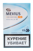 Сигареты MEVIUS LSS Wind Blue 4 Смола 4 мг/сиг, Никотин 0,4 мг/сиг, СО 6 мг/сиг.
