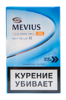 Сигареты MEVIUS LSS Sky Blue 6  Смола 6 мг/сиг, Никотин 0,5 мг/сиг, СО 9 мг/сиг.