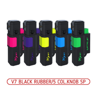 Зажигалка VIPER V7 BLACK RUBBER/5 COL.KNOB SP