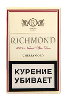 Сигареты RICHMOND Cherry Gold Смола 5 мг/сиг, Никотин 0,4 мг/сиг, СО 8 мг/сиг.