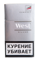 Сигареты WEST Compact Silver Смола 4 мг/сиг, Никотин 0,4 мг/сиг, СО 4 мг/сиг.