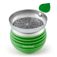 Чаша металлическая GREEN HEAD с блюдцем зелёная