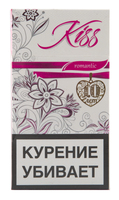 Сигареты KISS Romantic Super Slims Смола 3 мг/сиг, Никотин 0,4 мг/сиг, СО 3 мг/сиг.