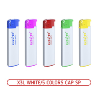 Зажигалки пьезо X3L WHITE/5 COLORS CAP SP