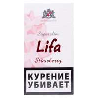 Сигареты LIFA Strawberry Super Slim Смола 4 мг/сиг, Никотин 0,5 мг/сиг, СО 3 мг/сиг.