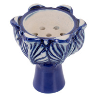 Чаша белая глина KM ЦВЕТОК керамика, синяя глазурь (высота 9.6 см, диаметр 7.5 см, глубина 1.7 см)