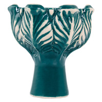 Чаша белая глина KM ЦВЕТОК керамика, зеленая глазурь (высота 9.6 см, диаметр 7.5 см, глубина 1.7 см)